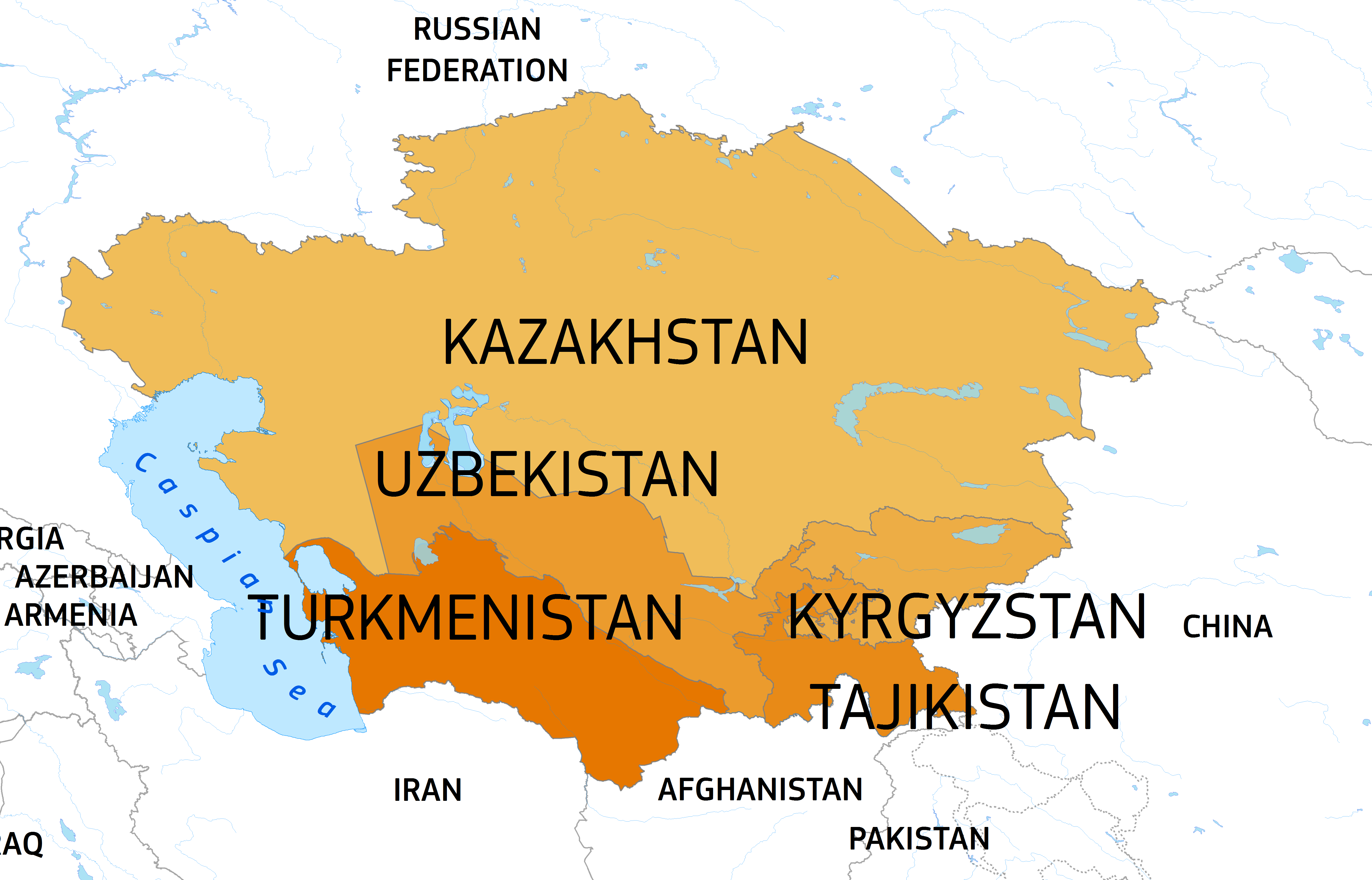 Central Asian Countries Map   Central Asia En 