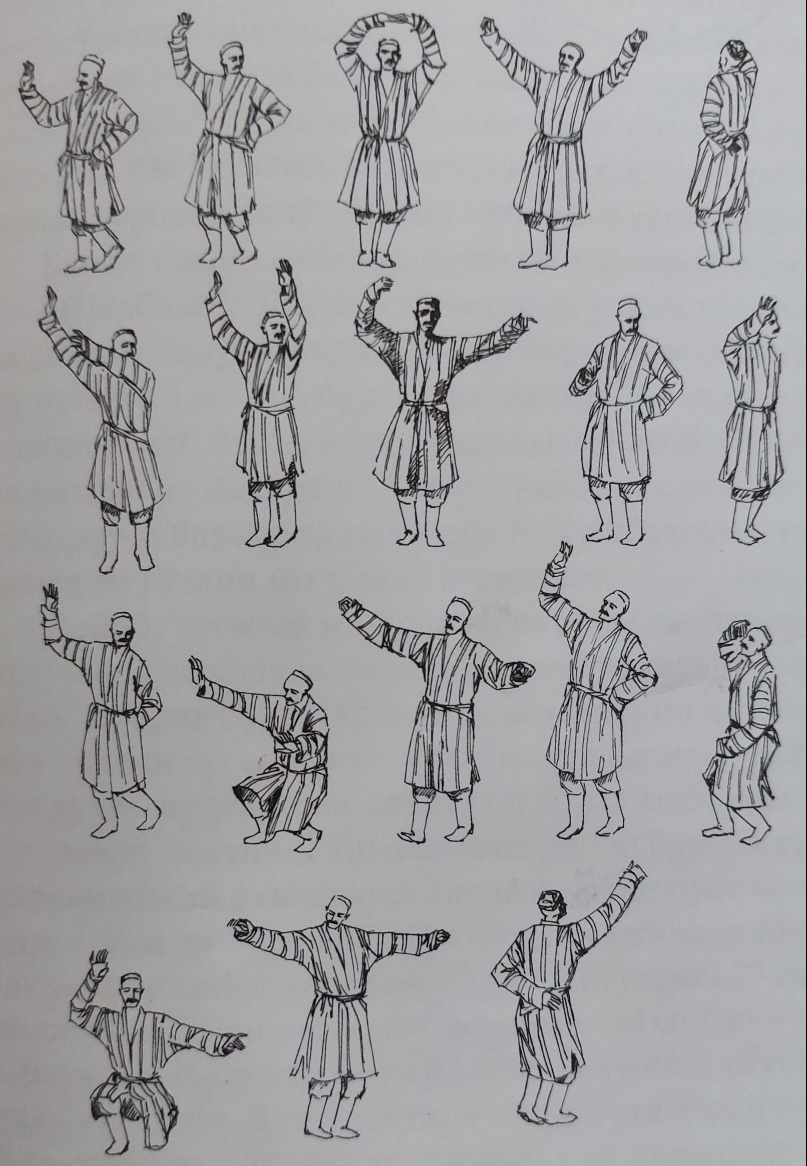 Схемы основных движений мужского танца. Истаравшан. 1962. Фото из книга «Большой мир таджикского танца»