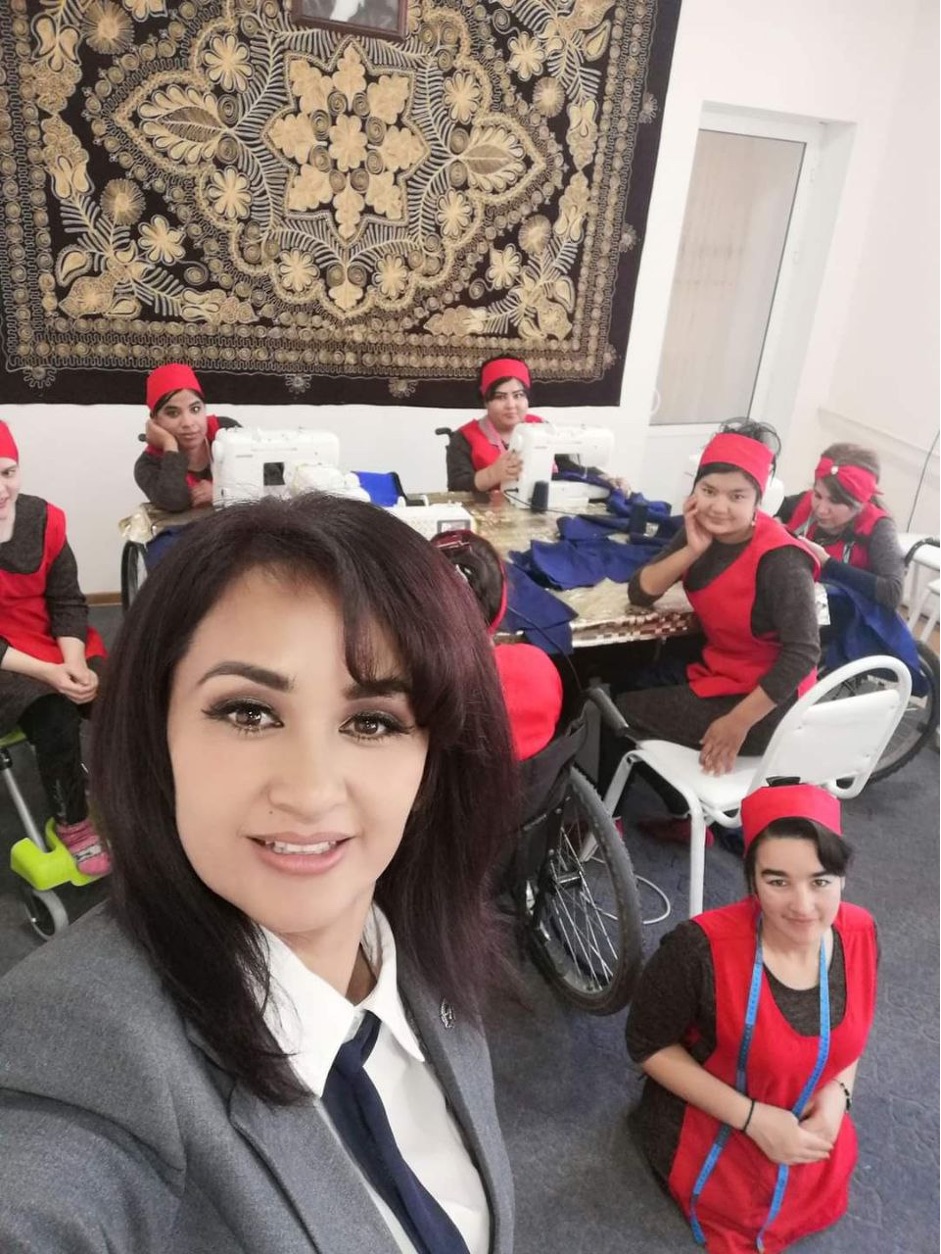 Dilafruz Karimova with her employees. CABAR.asia photo.